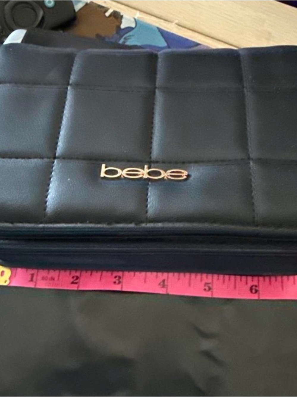 bebe Black Quilted Shoulder Bag with Gold Logo - Picture 4 of 4